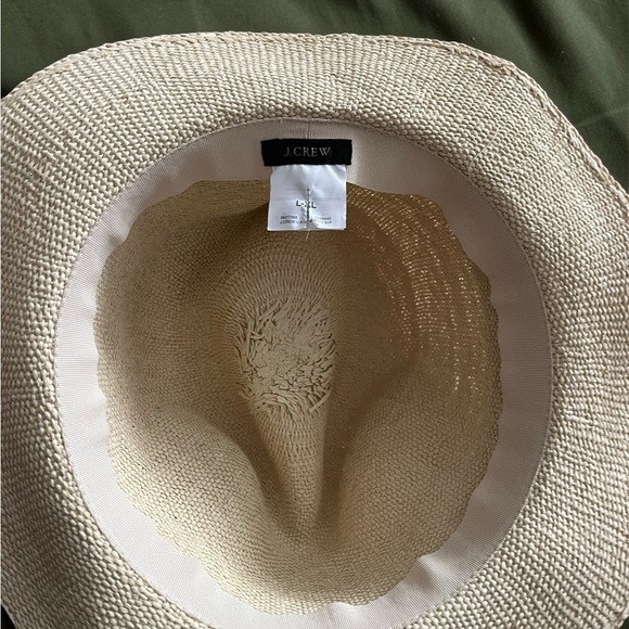 J. Crew Cream Straw Beach Fedora with Black Trim Womens Size L/XL - Picture 8 of 8